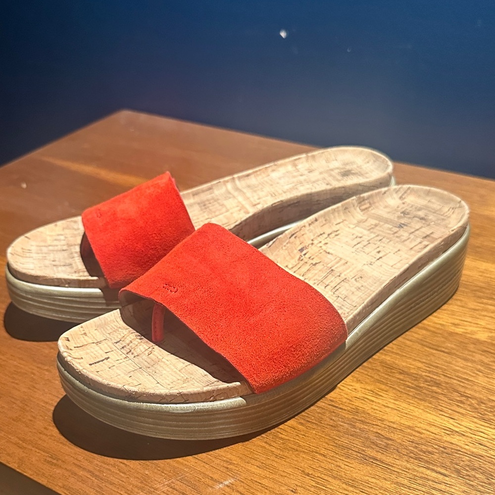 Donald J. Pliner Red Suede Slide Sandals
